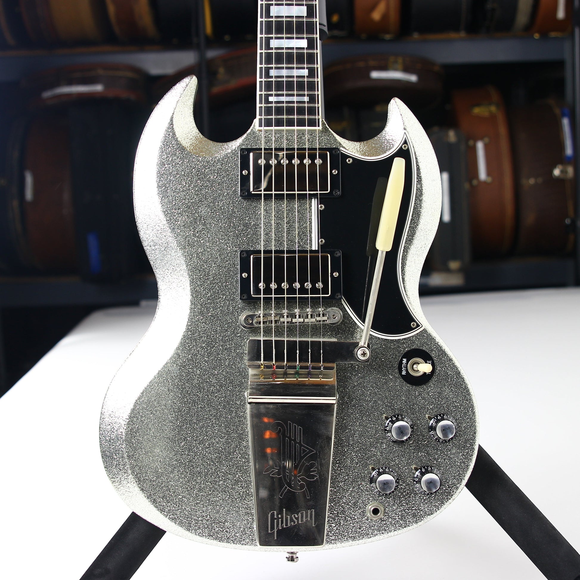 2007 Gibson Custom Shop SPARKLE Silver SG Les Paul Custom w Maestro