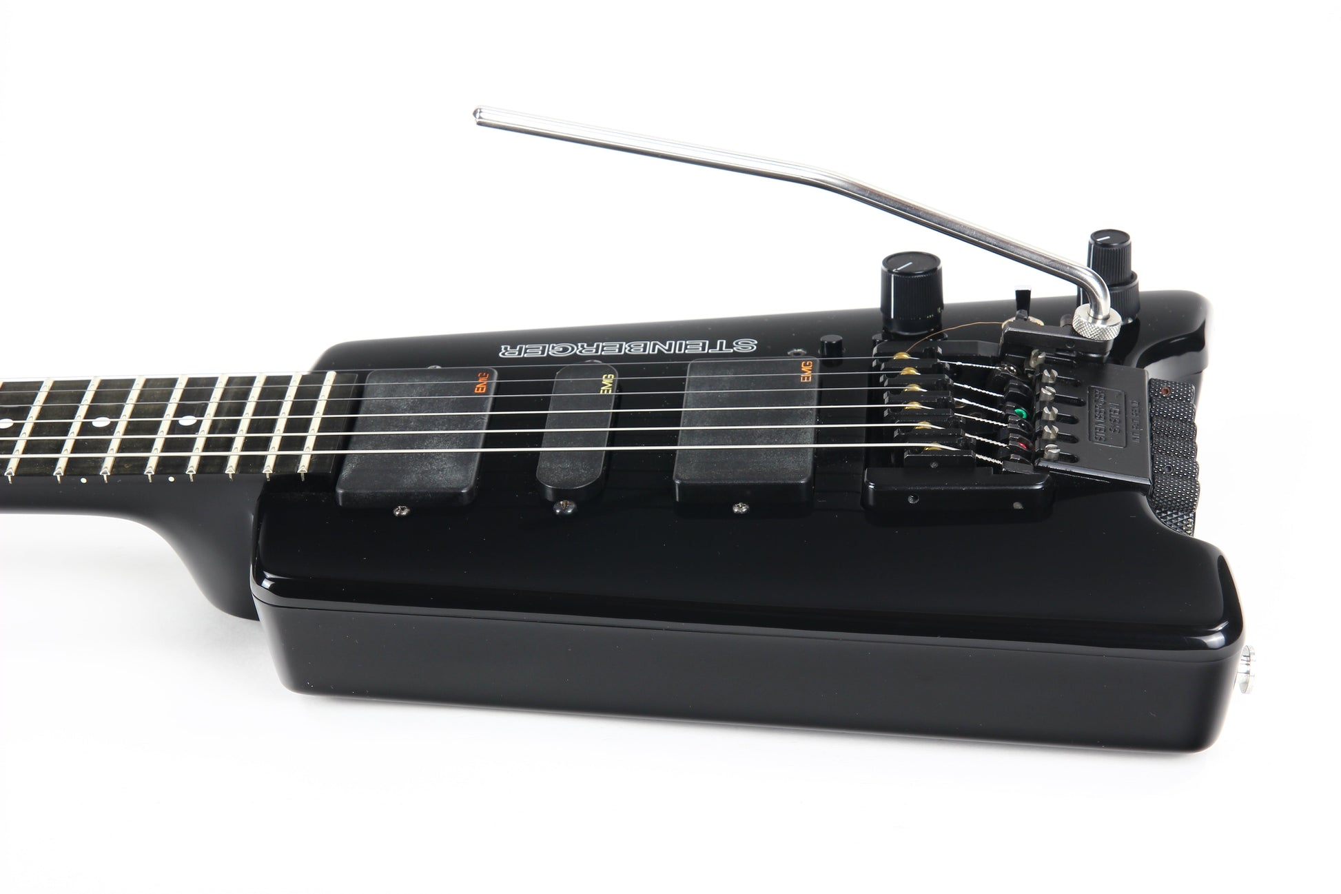 1997 Steinberger GL7TA Trans Trem Headless Electric Guitar | Original Hard Case and Tags, Black, CLEAN!