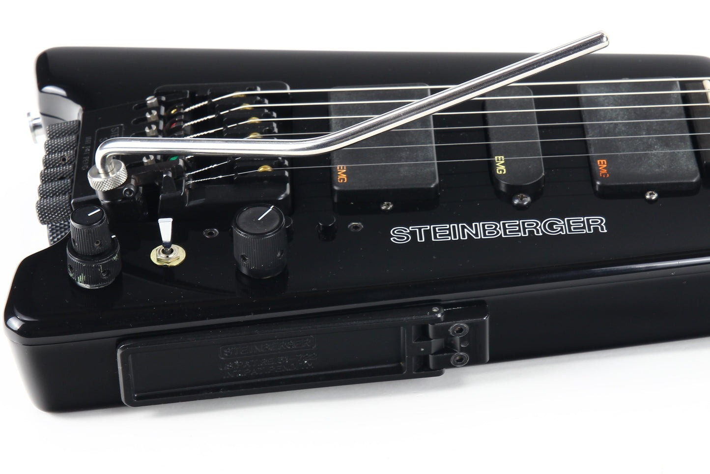 1997 Steinberger GL7TA Trans Trem Headless Electric Guitar | Original Hard Case and Tags, Black, CLEAN!