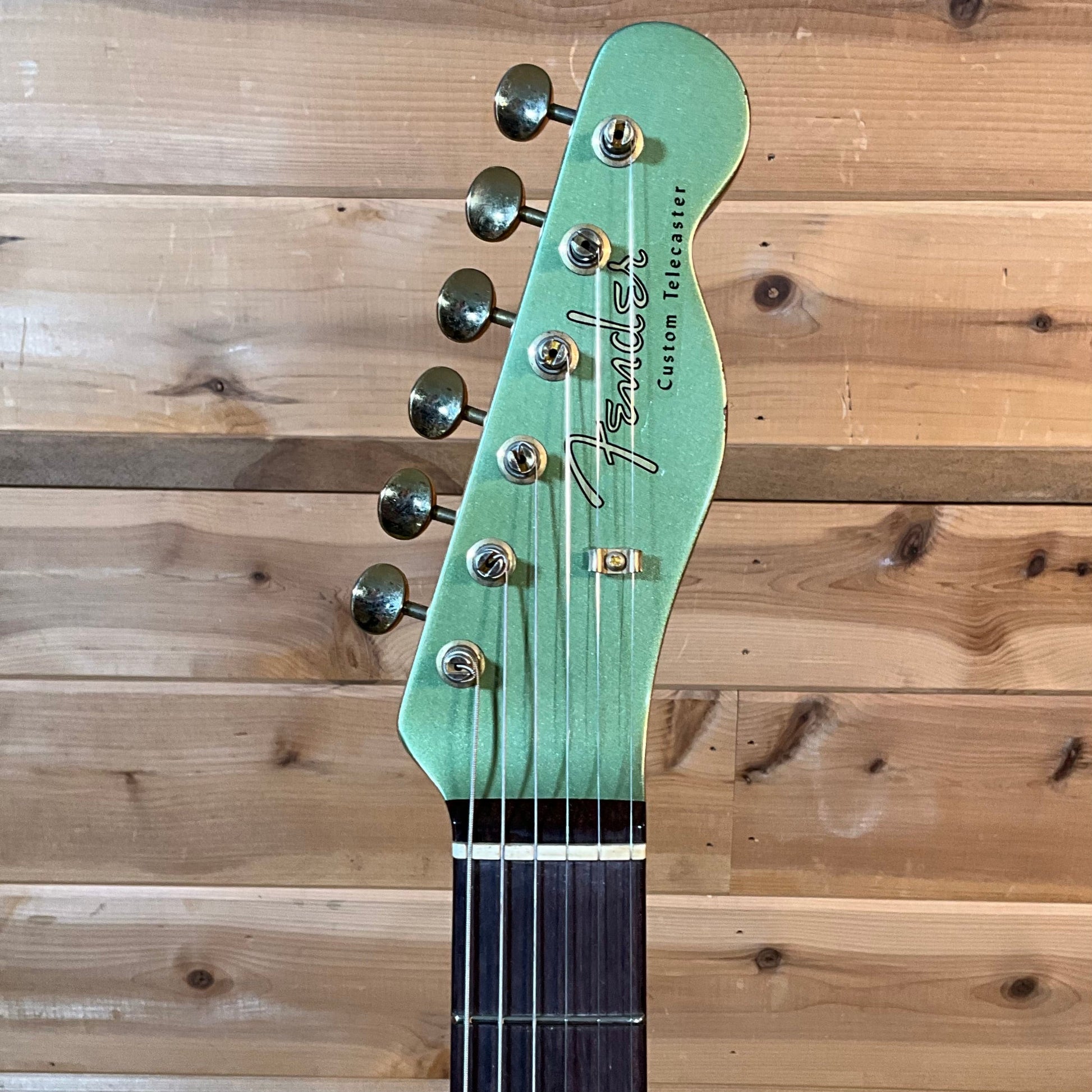 Fender Custom Shop Limited Edition Bow Tie Telecaster Cusom Relic Electric Guitar - Aged Sage Green Metallic