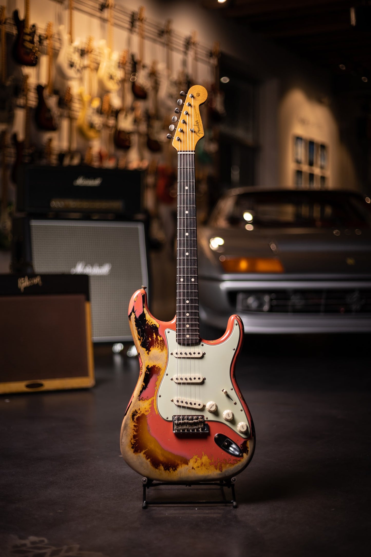 2020 Fender Custom Shop 60/63 Stratocaster Heavy Relic Electric Guitar  - Fiesta Red Over 3 Color Sunburst