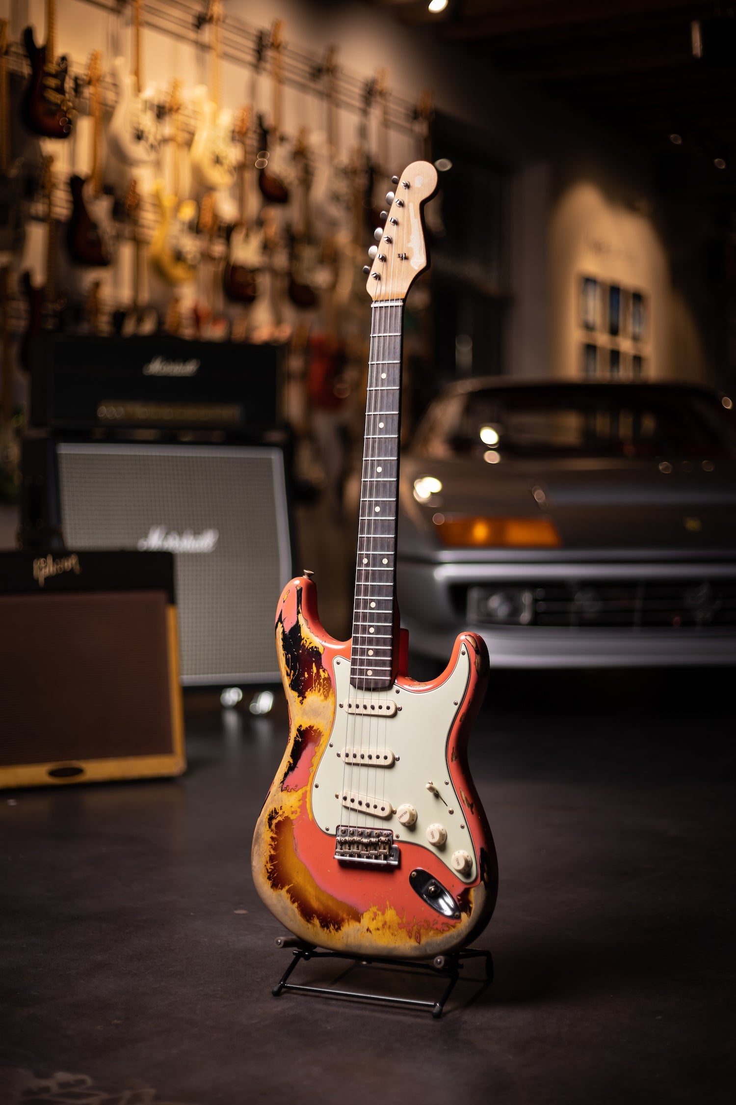 2020 Fender Custom Shop 60/63 Stratocaster Heavy Relic Electric Guitar  - Fiesta Red Over 3 Color Sunburst