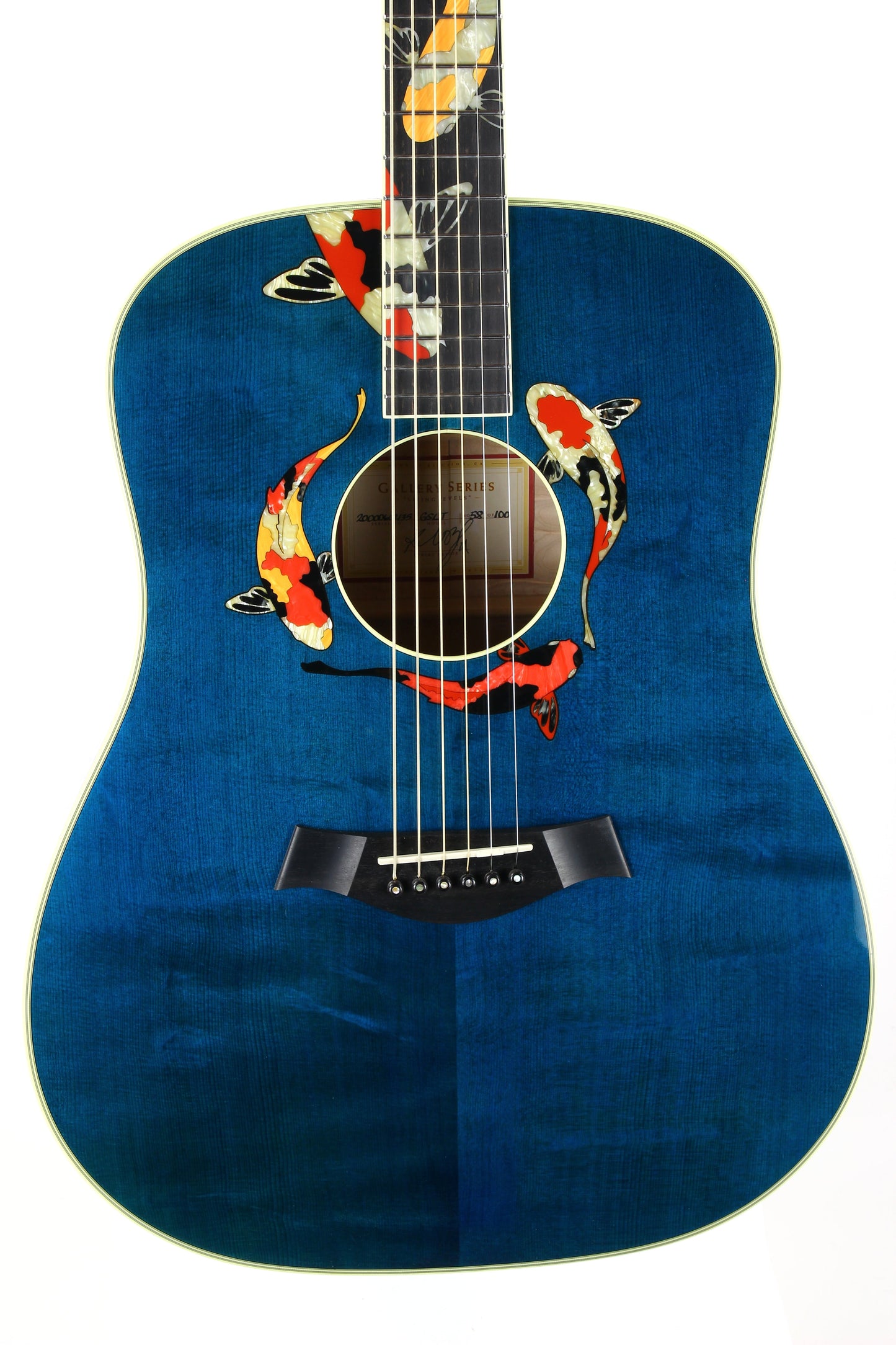 2000 TAYLOR SWIFT KOI Fish Living Jewels Aqua Blue GSLJ Dreadnought Acoustic Guitar Bearclaw Quilt - UNPLAYED!!!