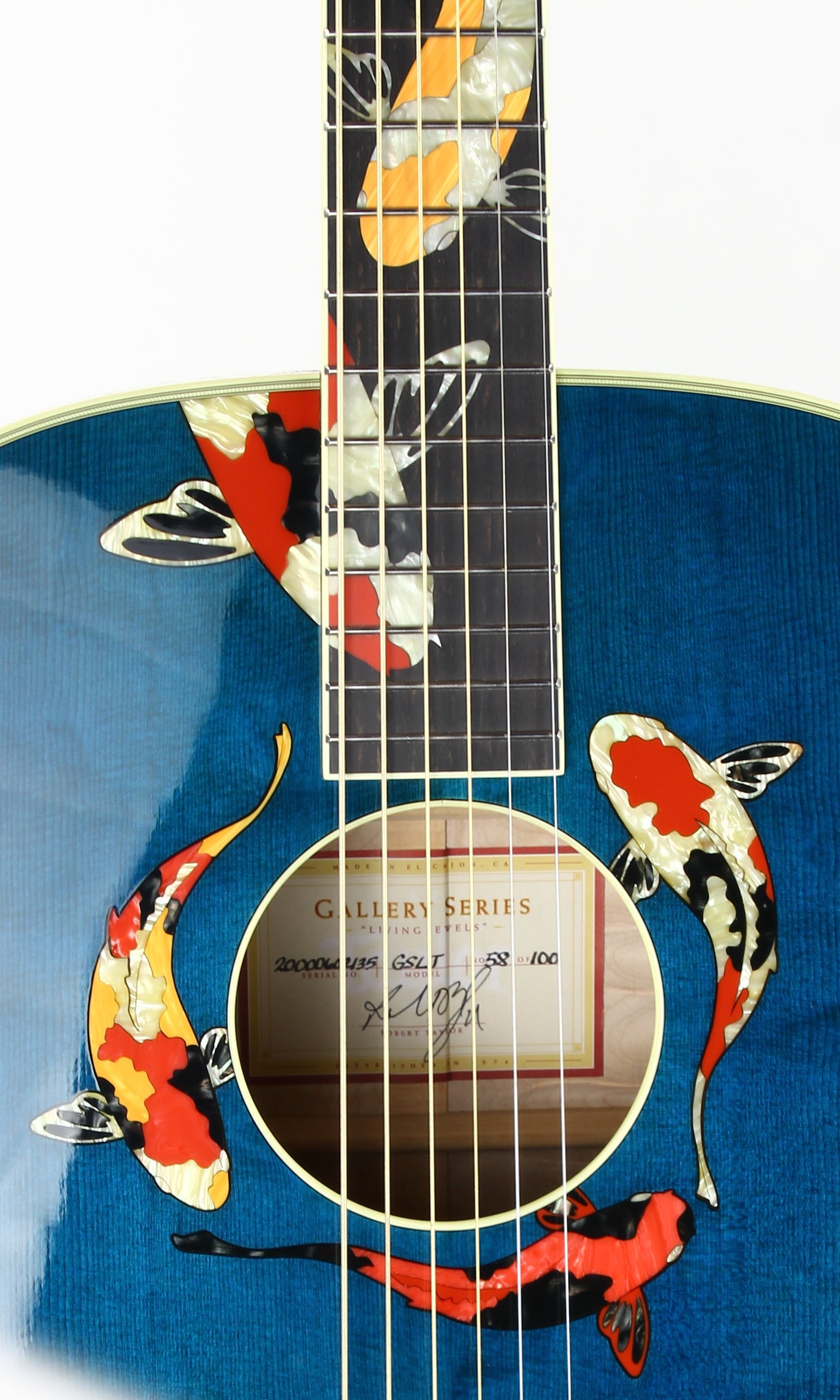 2000 TAYLOR SWIFT KOI Fish Living Jewels Aqua Blue GSLJ Dreadnought Acoustic Guitar Bearclaw Quilt - UNPLAYED!!!