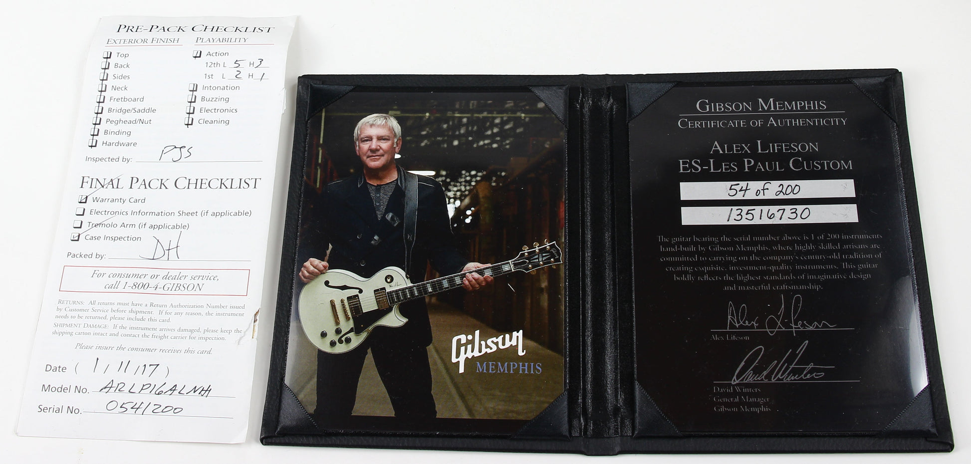 2017 Gibson Memphis Alex Lifeson Rush ES Les Paul Custom White Signature Model