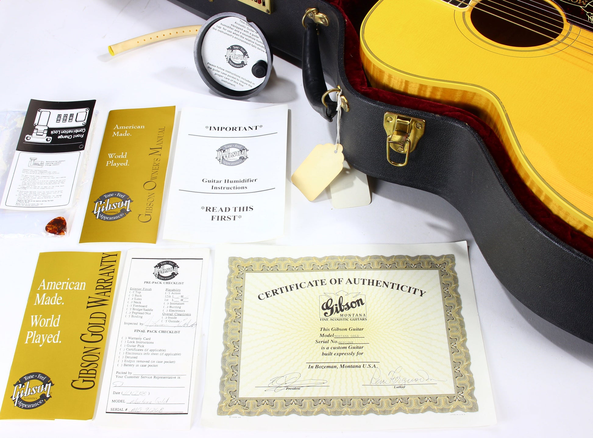 1998 Gibson REN FERGUSON Custom Shop Montana Gold SJ-200 -- J200, Signed COA, Jumbo Flat Top Acoustic