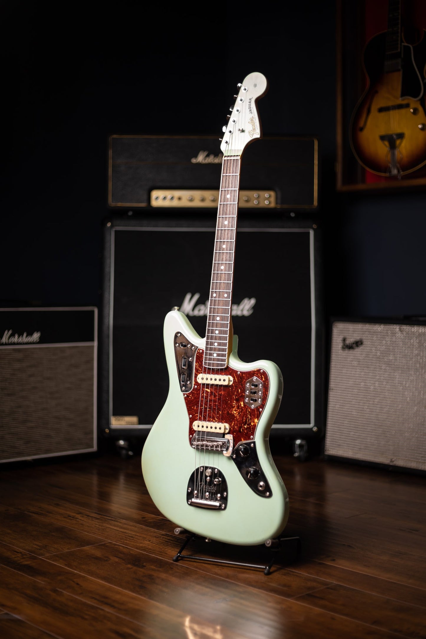 Used 2022 Fender Custom Shop '66 Jaguar Deluxe Closet Classic Electric Guitar - Aged Surf Green