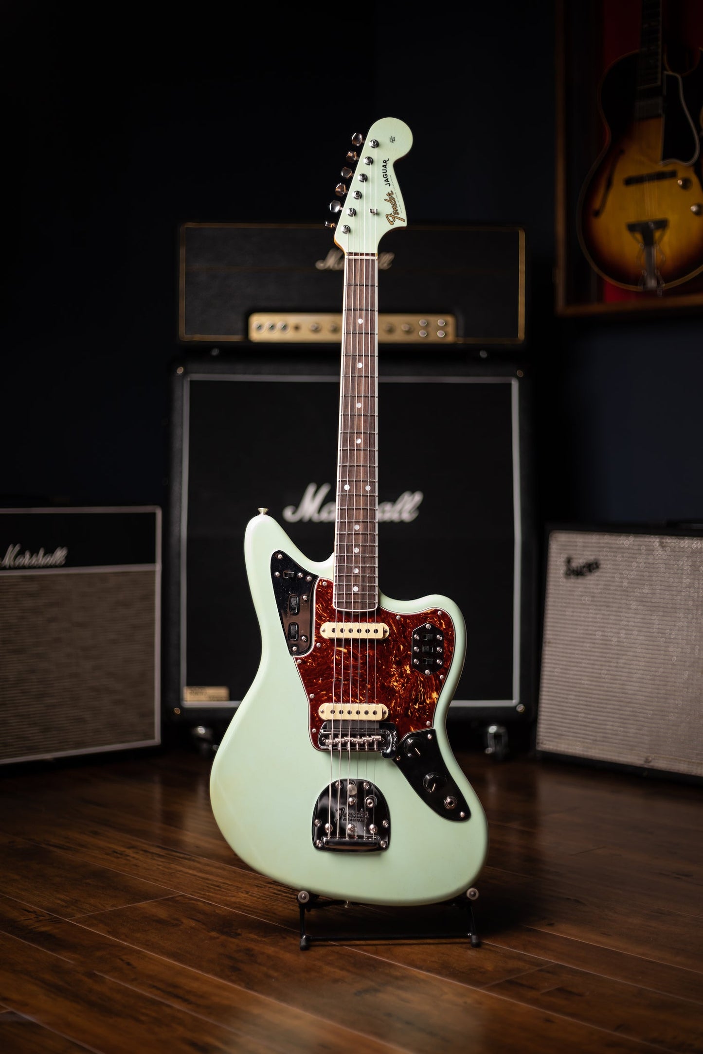 Used 2022 Fender Custom Shop '66 Jaguar Deluxe Closet Classic Electric Guitar - Aged Surf Green