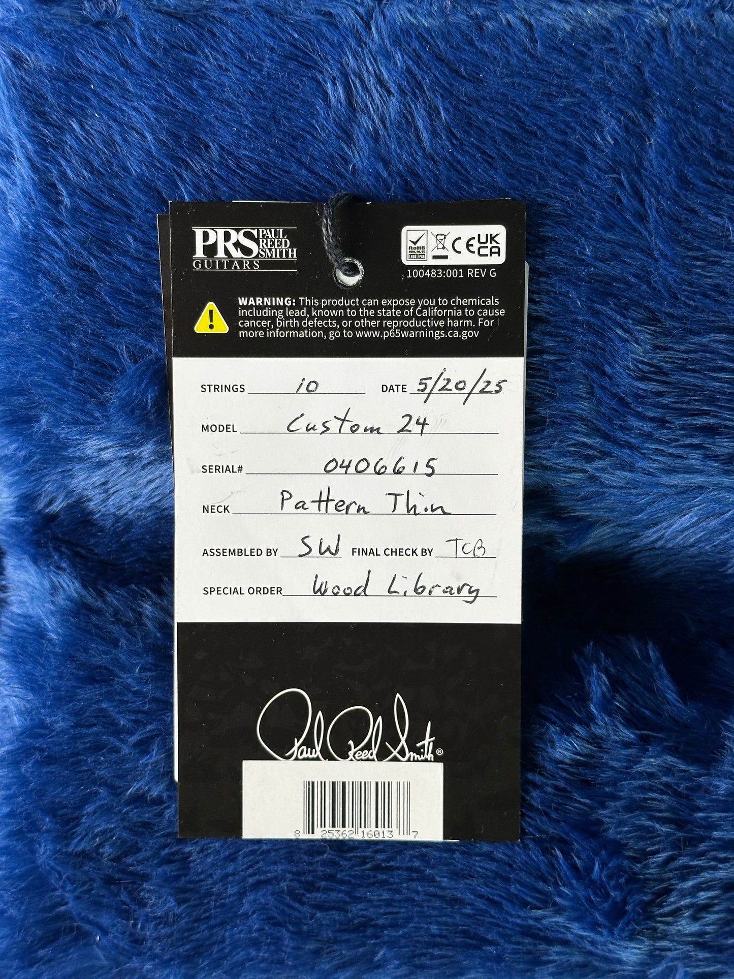 PRS Wood Library Custom 24 Quilt 10 Top Dark Cherry Sunburst w/case 0406615