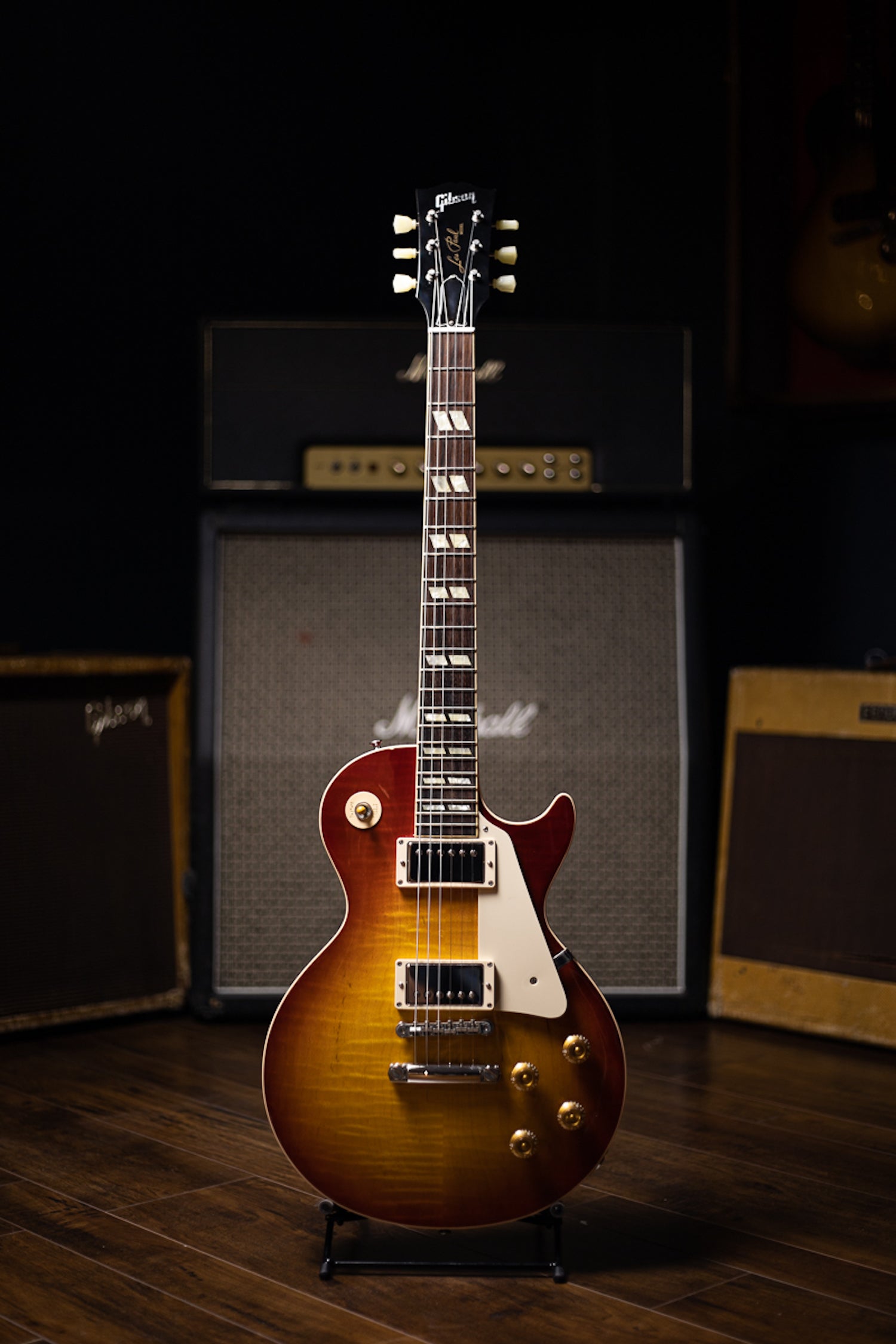 2014 Gibson Custom Shop Les Paul Long Scale 25.5” Electric Guitar - Washed Cherry Sunburst