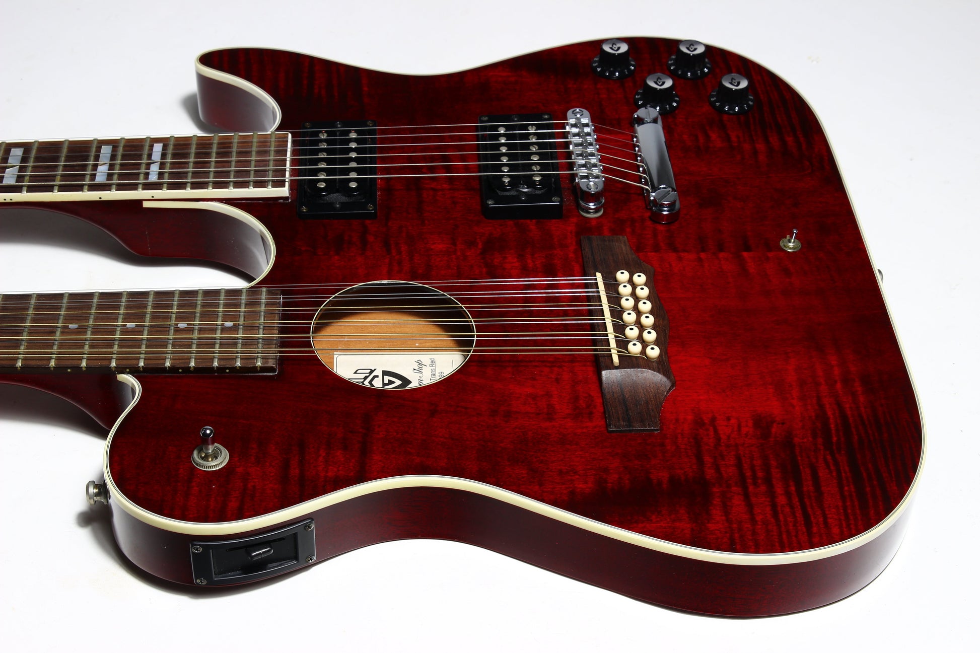 1997 Guild USA Crossroads Slash Double Neck Guitar Transparent Red Custom Shop