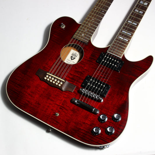 1997 Guild USA Crossroads Slash Double Neck Guitar Transparent Red Custom Shop