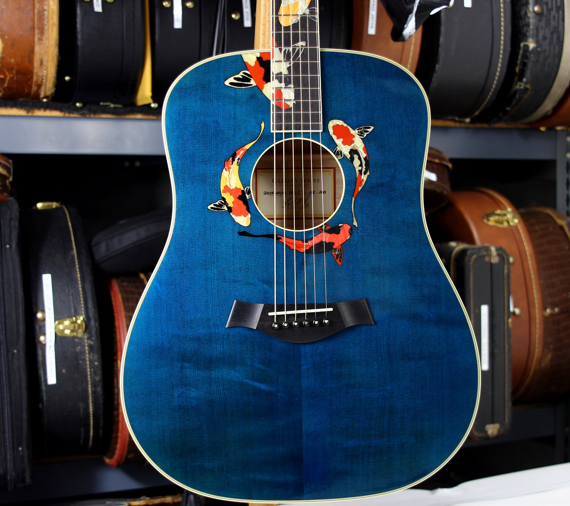 2000 TAYLOR SWIFT KOI Fish Living Jewels Aqua Blue GSLJ Dreadnought Acoustic Guitar Bearclaw Quilt - UNPLAYED!!!