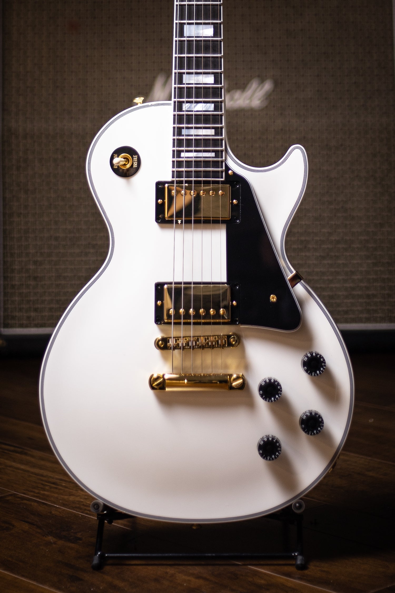 SCRATCH & DENT! Gibson Custom Shop Les Paul Custom Ebony Fingerboard Gloss Electric Guitar - Alpine White