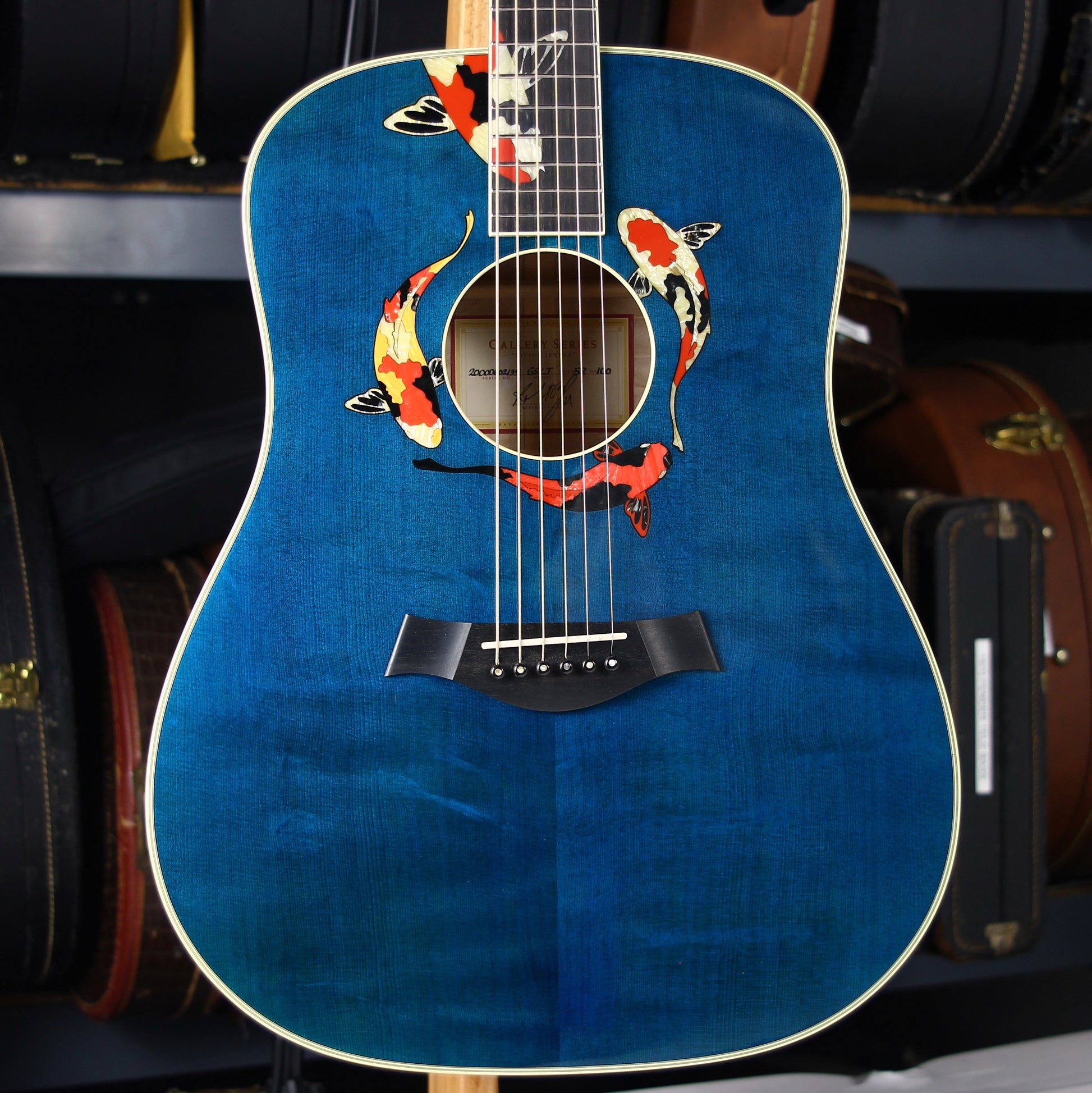 2000 TAYLOR SWIFT KOI Fish Living Jewels Aqua Blue GSLJ Dreadnought Acoustic Guitar Bearclaw Quilt - UNPLAYED!!!