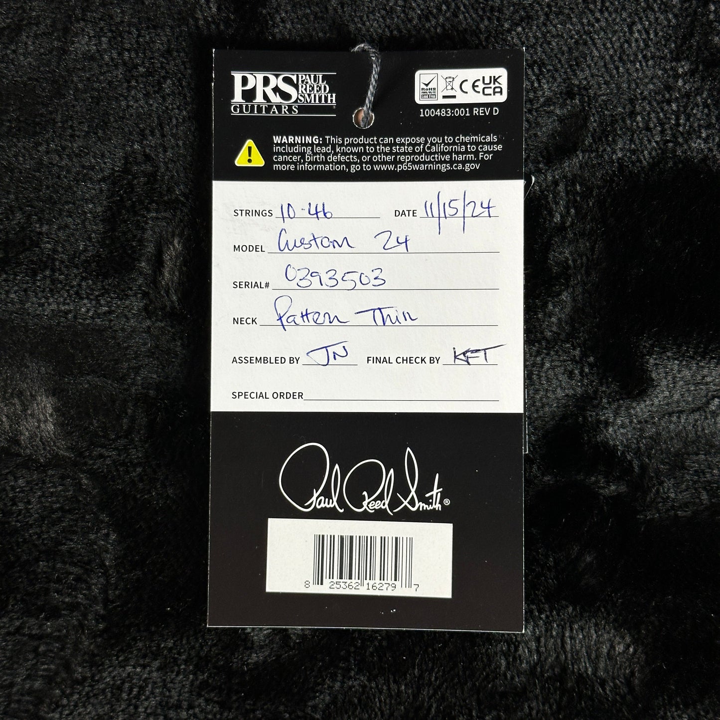 PRS Paul Reed Smith Custom 24 Blacktop w/case