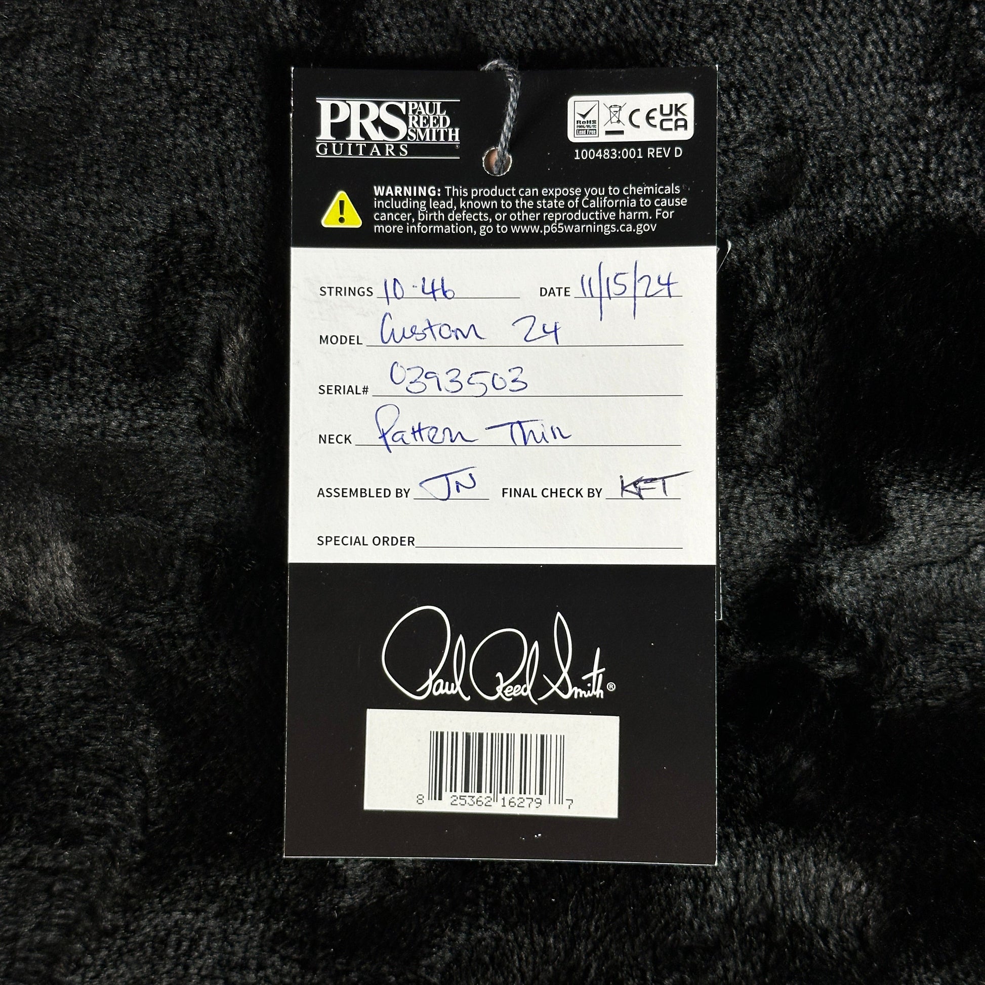 PRS Paul Reed Smith Custom 24 Blacktop w/case
