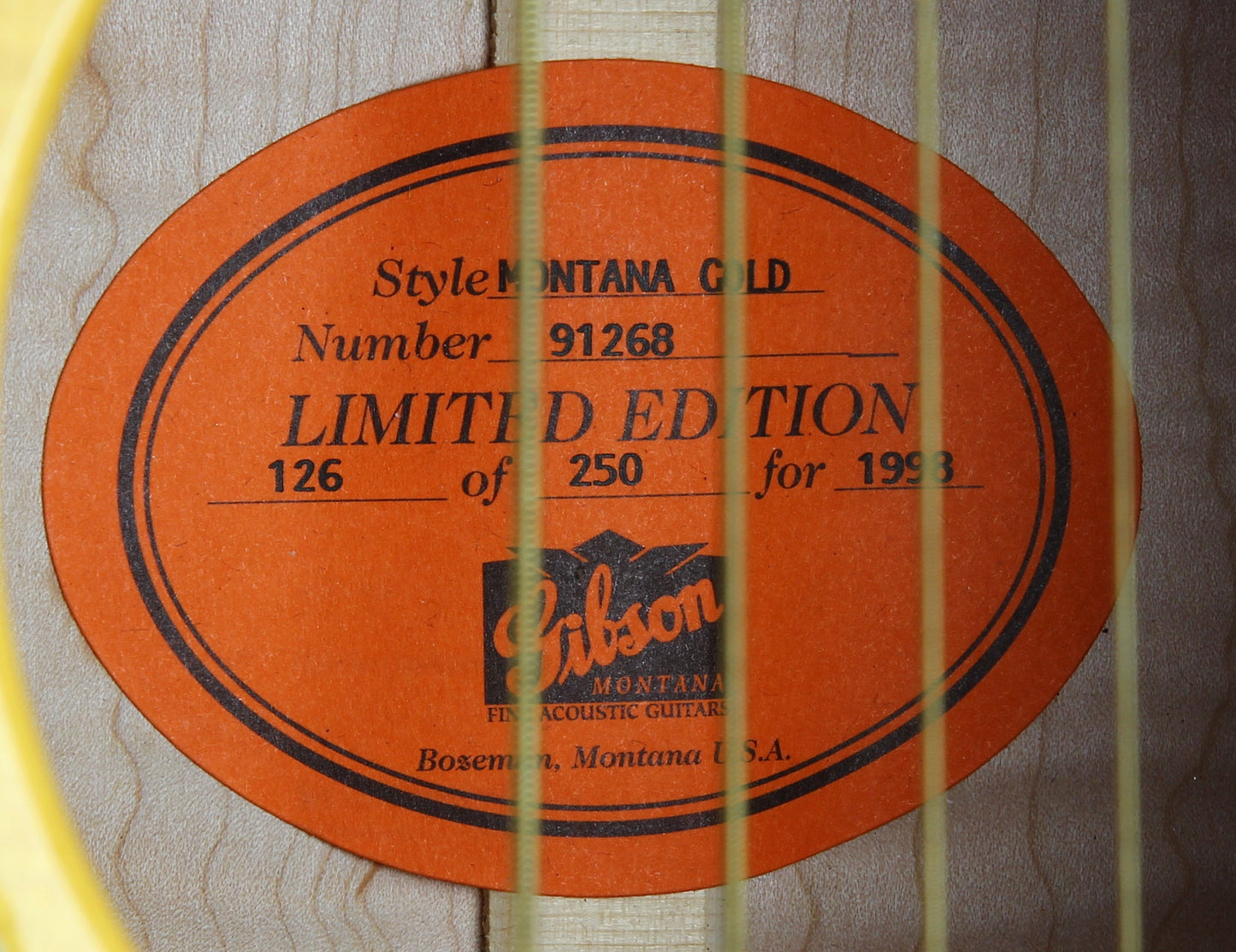 1998 Gibson REN FERGUSON Custom Shop Montana Gold SJ-200 -- J200, Signed COA, Jumbo Flat Top Acoustic