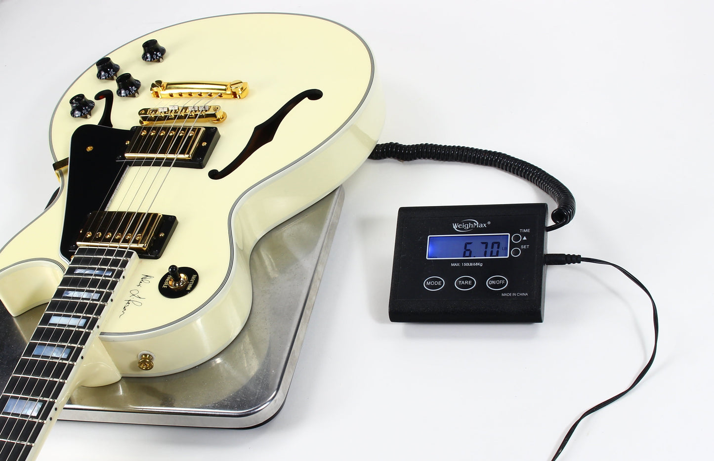 2017 Gibson Memphis Alex Lifeson Rush ES Les Paul Custom White Signature Model