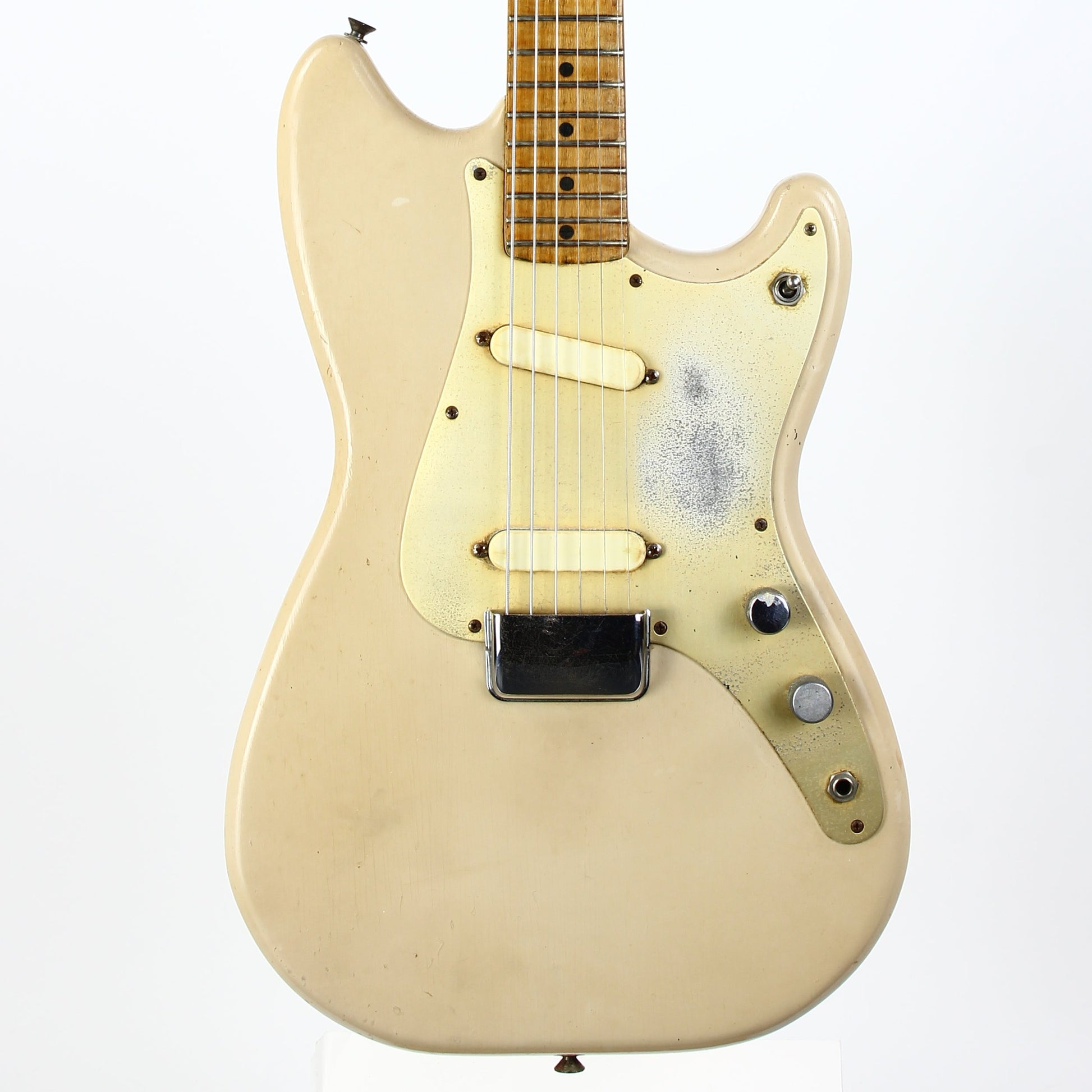 1957 Fender Duo Sonic Desert Sand Tan Wide Nut Maple Neck Anodized Guard w Original Case Pre-CBS