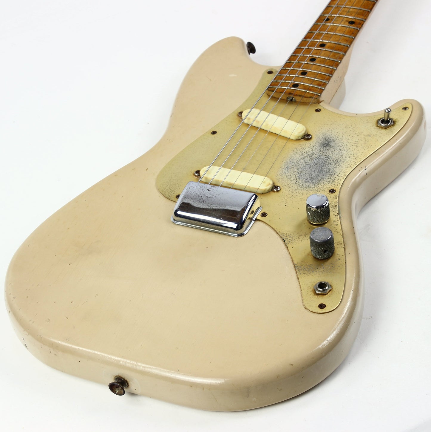 1957 Fender Duo Sonic Desert Sand Tan Wide Nut Maple Neck Anodized Guard w Original Case Pre-CBS