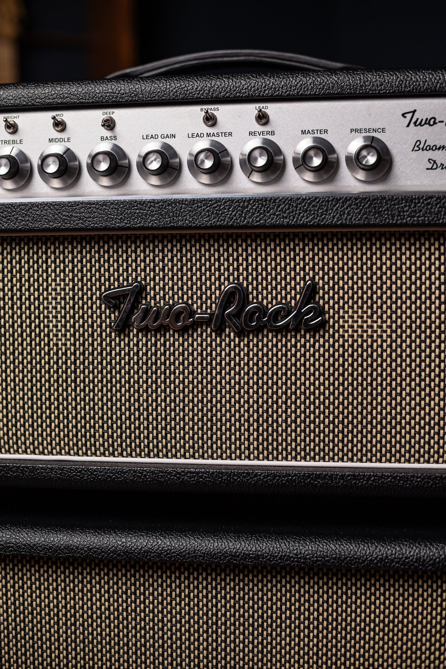 PRE-ORDER | Two-Rock Bloomfield Drive 100/50w Tube Head and Cabinet - Black Bronco Tolex, Salt & Pepper Grill Cloth, Silver Skirt Knobs, White Piping