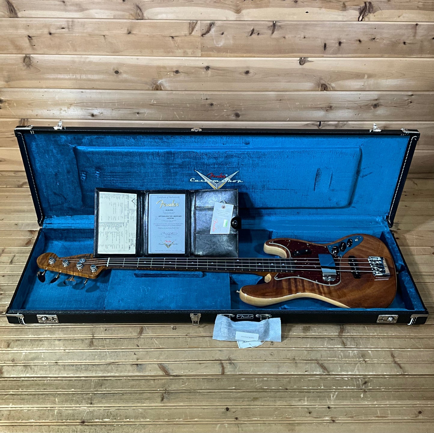 Fender Custom Shop Artisan Koa Top Electric Jazz Bass Guitar USED - Aged Natural