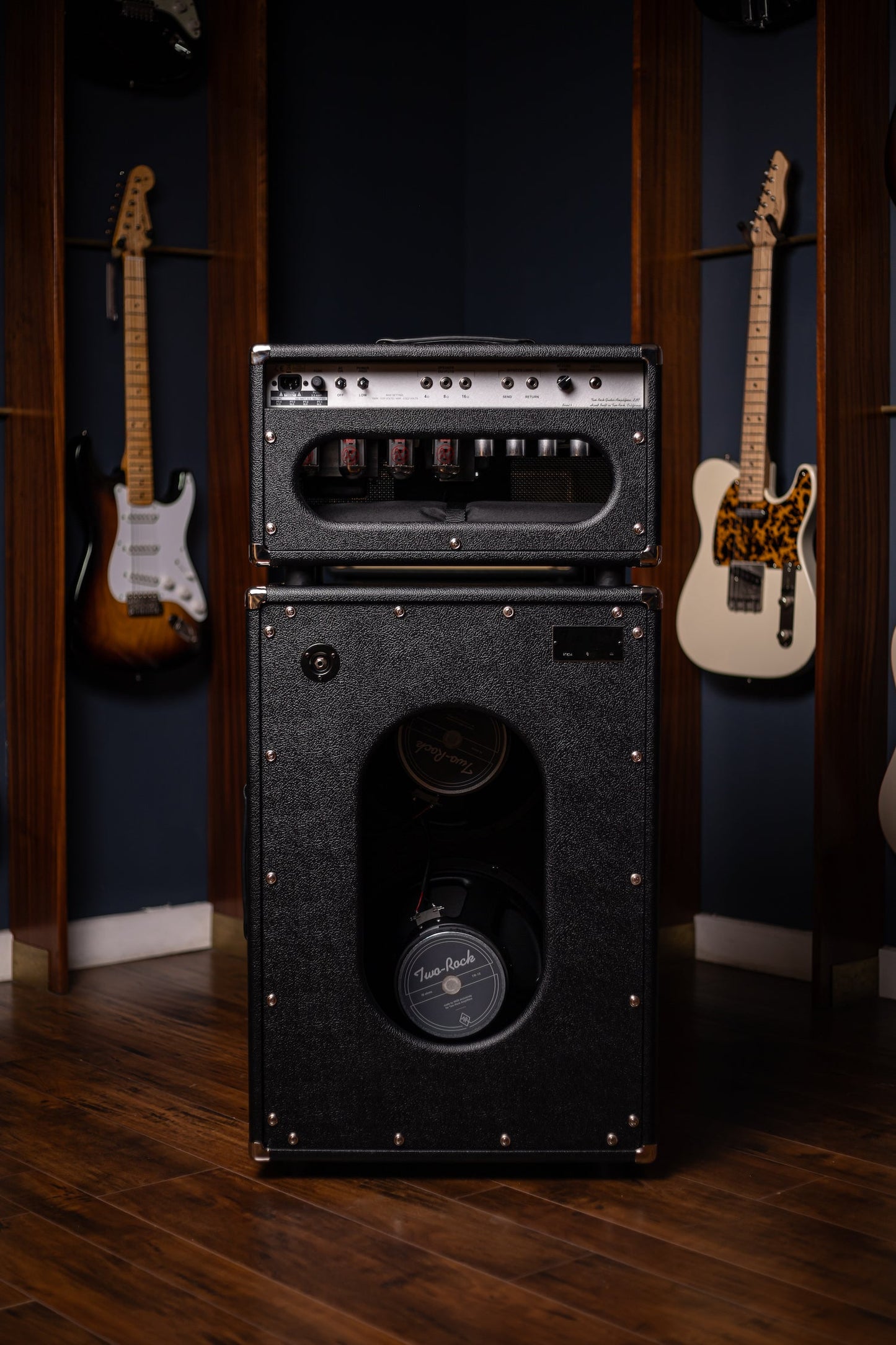 PRE-ORDER | Two-Rock Bloomfield Drive 100/50w Tube Head and Cabinet - Black Bronco Tolex, Salt & Pepper Grill Cloth, Silver Skirt Knobs, White Piping