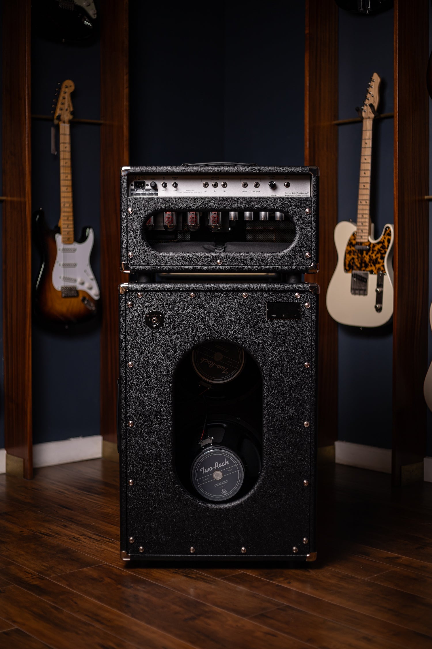 PRE-ORDER | Two-Rock Bloomfield Drive 100/50w Tube Head and Cabinet - Black Bronco Tolex, Salt & Pepper Grill Cloth, Silver Skirt Knobs, White Piping