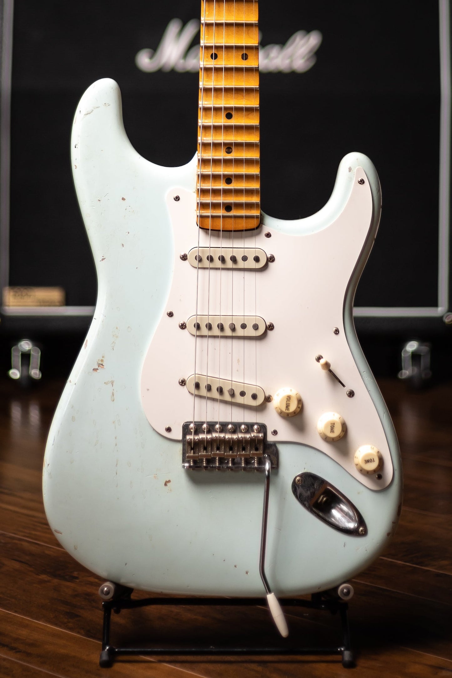 Fender '57 Stratocaster Yngwie Malmsteen Owned Stage/Studio Electric Guitar in Sonic Blue + Yngwie Malmsteen Parabellum Painting by David Banegas