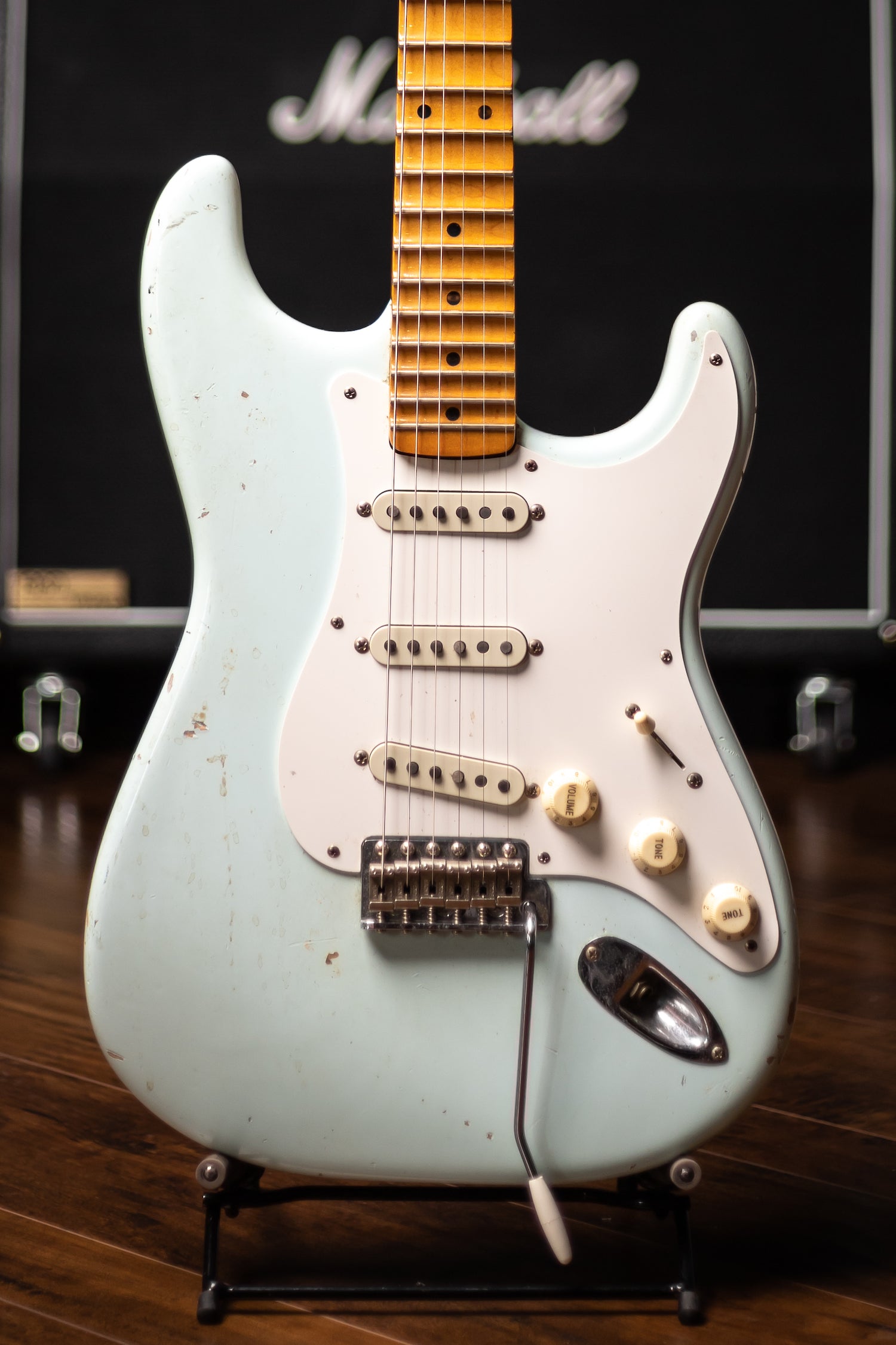 Fender '57 Stratocaster Yngwie Malmsteen Owned Stage/Studio Electric Guitar in Sonic Blue + Yngwie Malmsteen Parabellum Painting by David Banegas