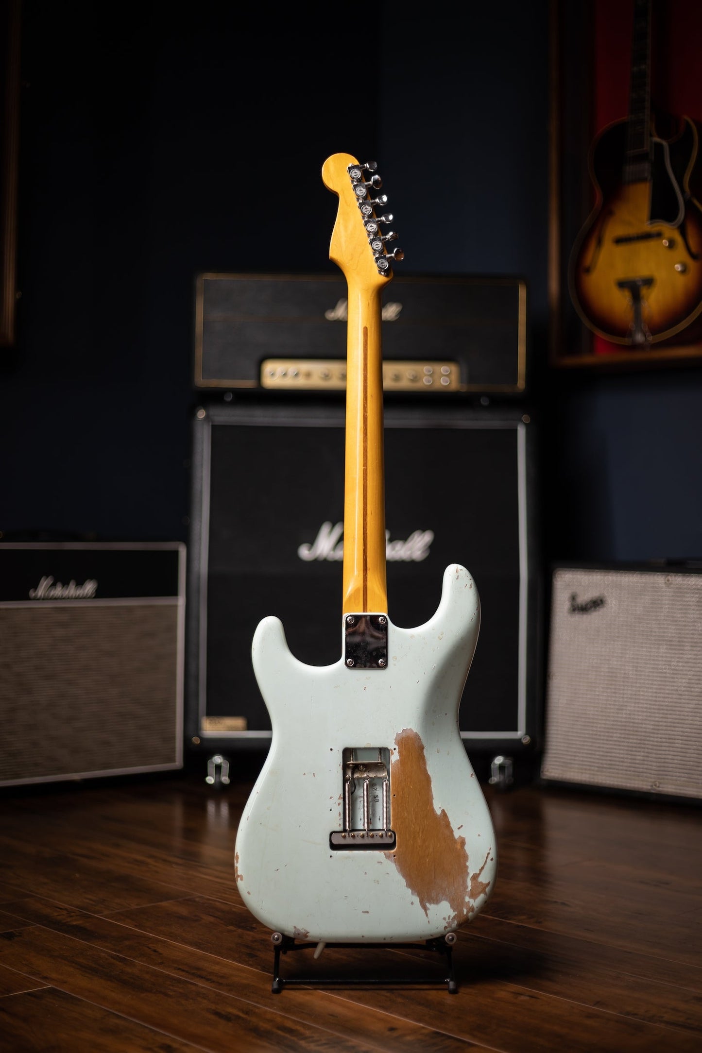 Fender '57 Stratocaster Yngwie Malmsteen Owned Stage/Studio Electric Guitar in Sonic Blue + Yngwie Malmsteen Parabellum Painting by David Banegas