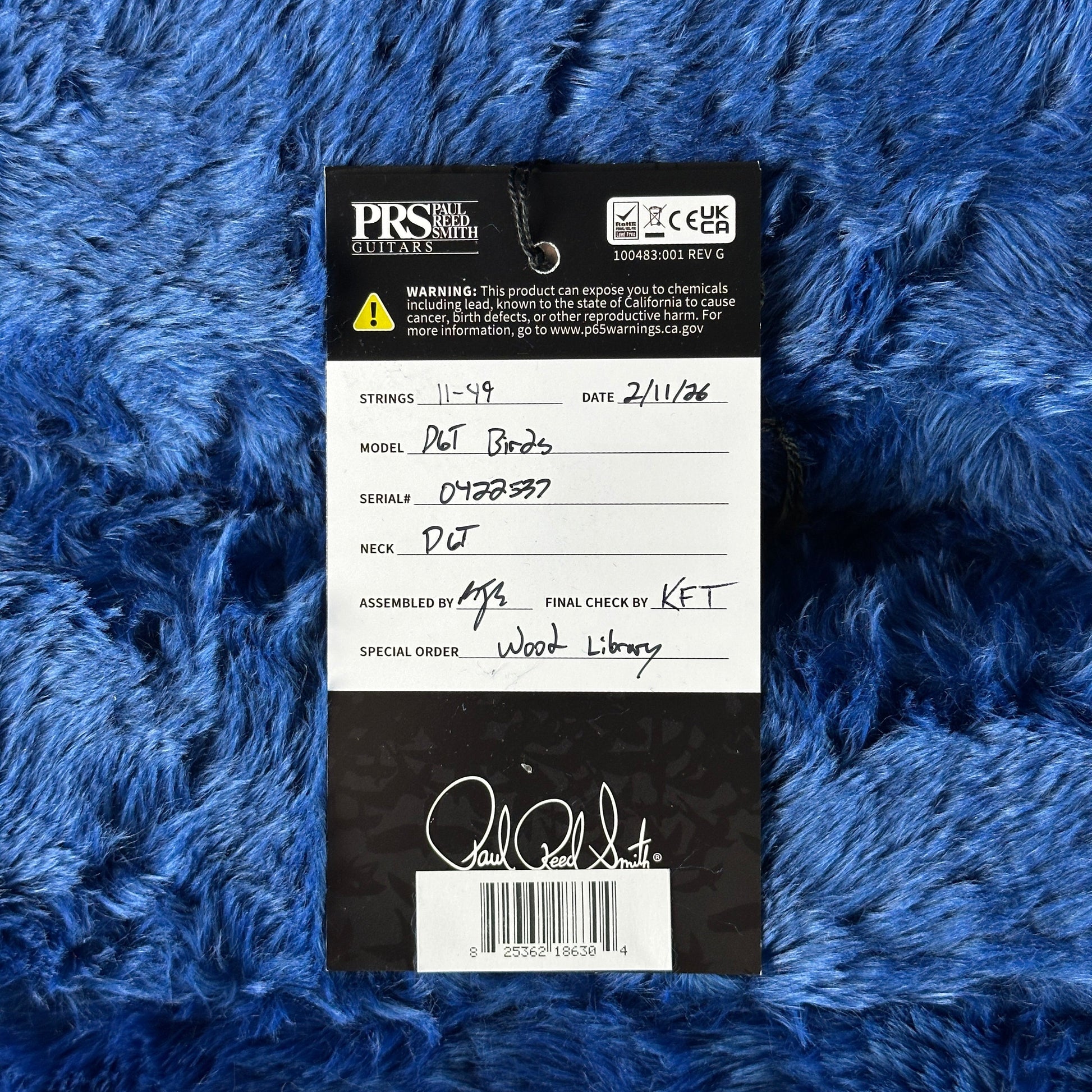PRS Wood Library DGT 10 Top Charcoal Korina / Brazilian RW w/case 0422537