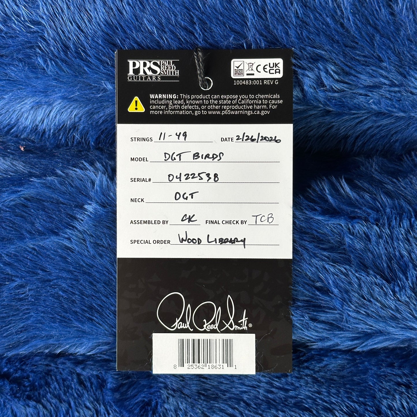 PRS Wood Library DGT 10 Top Yellow Tiger Korina / Brazilian RW w/case 0422538