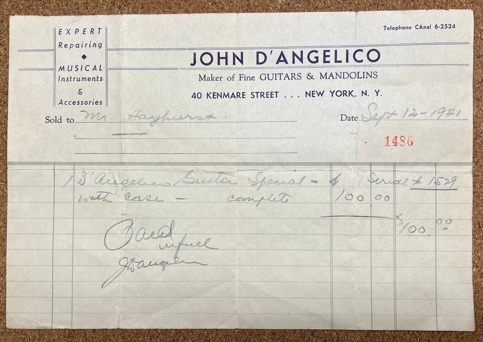 D'Angelico 1941 Special #1529