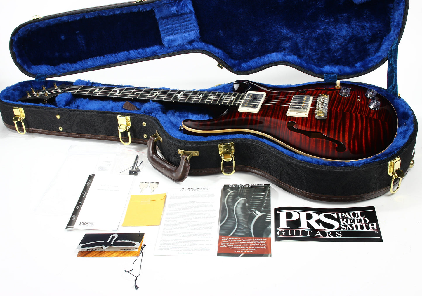 2017 PRS Wood Library Hollowbody II Piezo -- 10 Top, Ebony Board, Flame Maple Neck, ONLY 5.7 LBS!!!