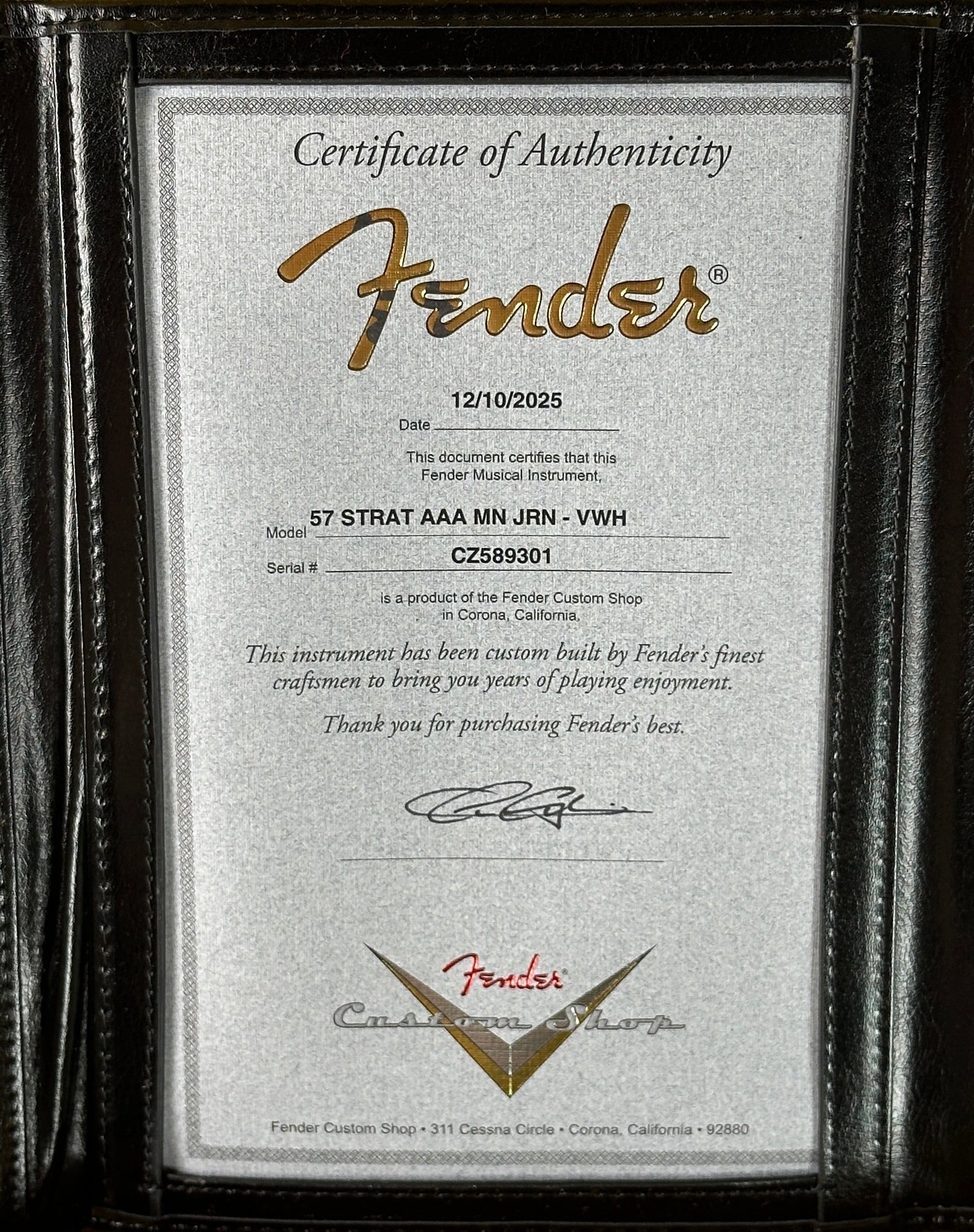 Fender Custom Shop TSG Exclusive ’57 Stratocaster Chambered Vintage White Journeyman Relic w/case CZ589301