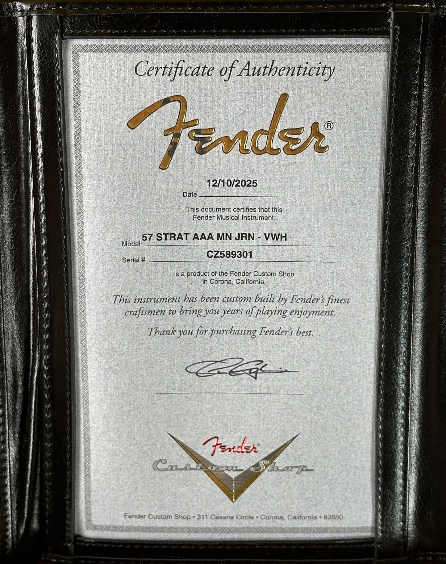 Fender Custom Shop TSG Exclusive ’57 Stratocaster Chambered Vintage White Journeyman Relic w/case CZ589301