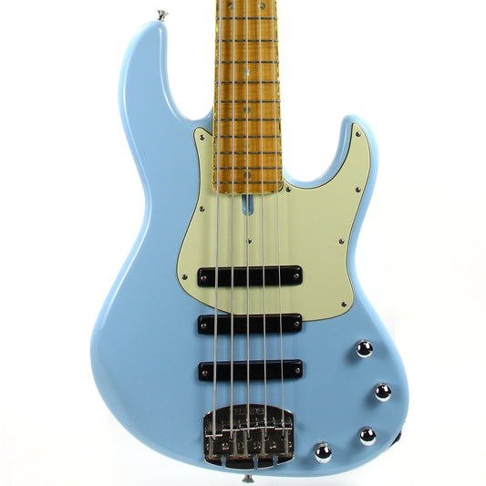 2005 Celinder J Bass Update 5 String Daphne Blue Jazz - Matching Headstock, ABALONE INLAYS, 3 Pickups! NAMM!