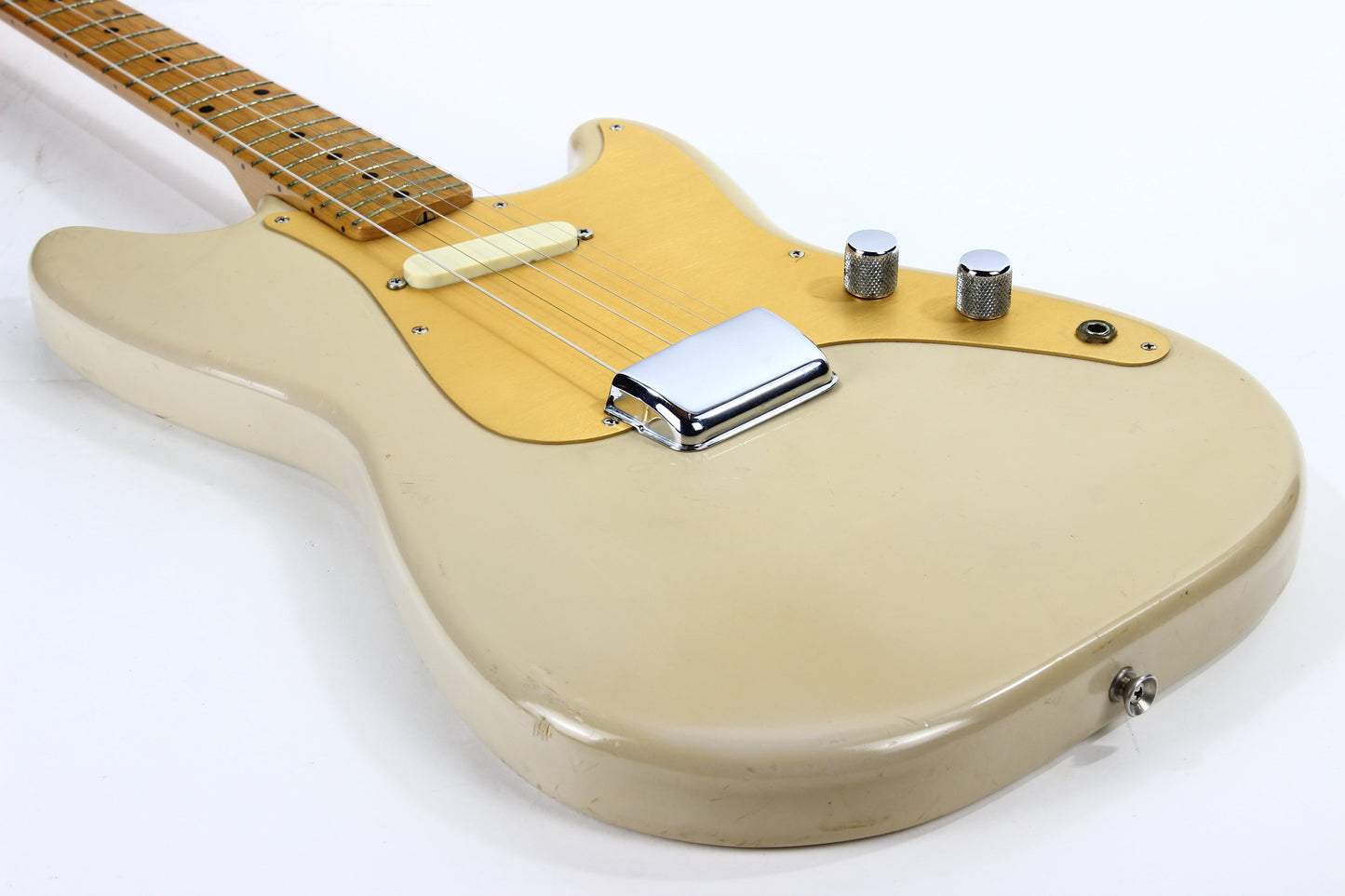 CLEAN 1959 Fender Musicmaster Desert Sand Tan, Gold Anodized Guard - ALL-ORIGINAL, Pre-CBS Vintage, duo sonic