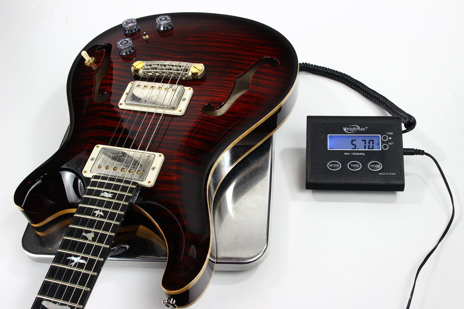 2017 PRS Wood Library Hollowbody II Piezo -- 10 Top, Ebony Board, Flame Maple Neck, ONLY 5.7 LBS!!!