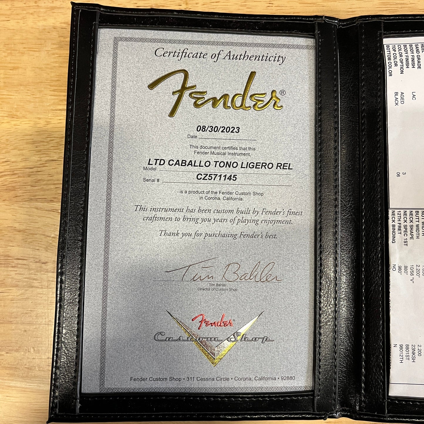 Fender Custom Shop Limited Caballo Tono Ligero - Aged Black