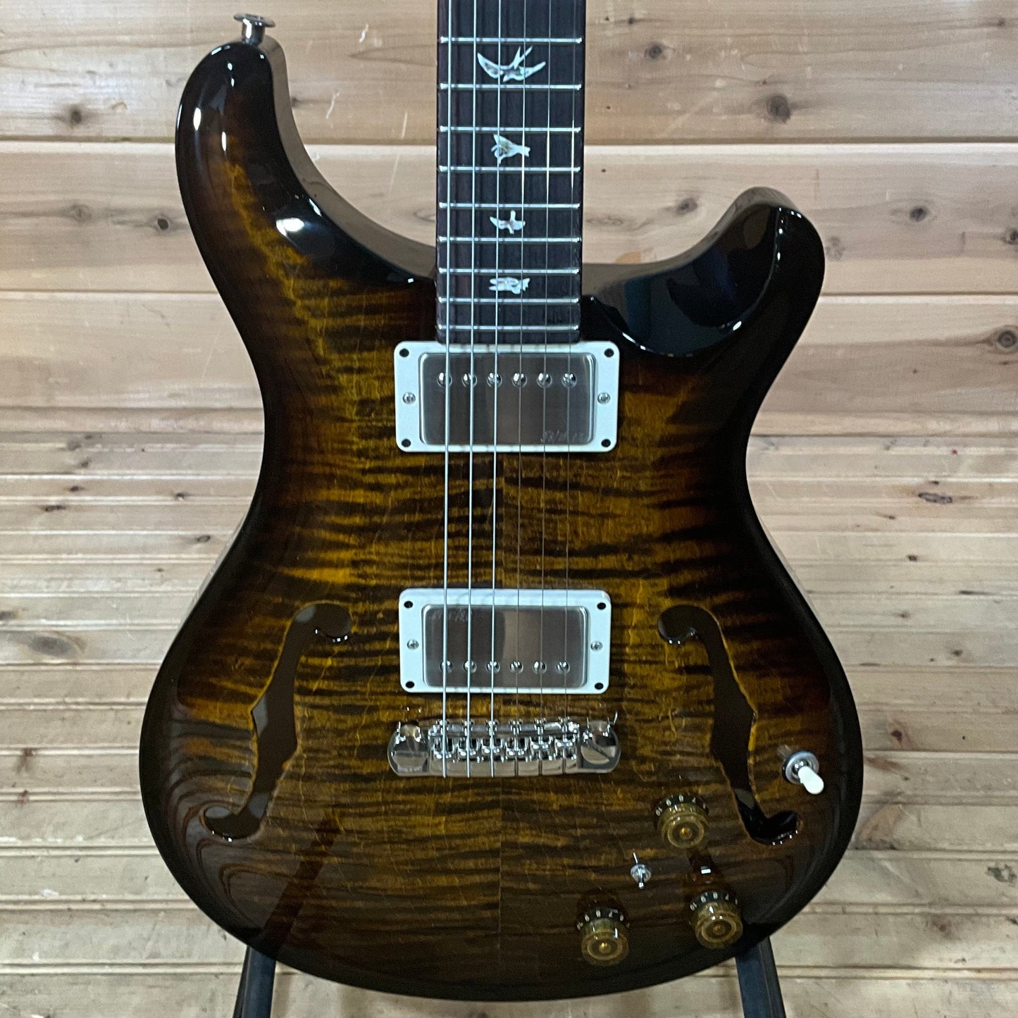 PRS 2024 Hollowbody II Piezo Electric Guitar - Black Gold Wrap Around Burst