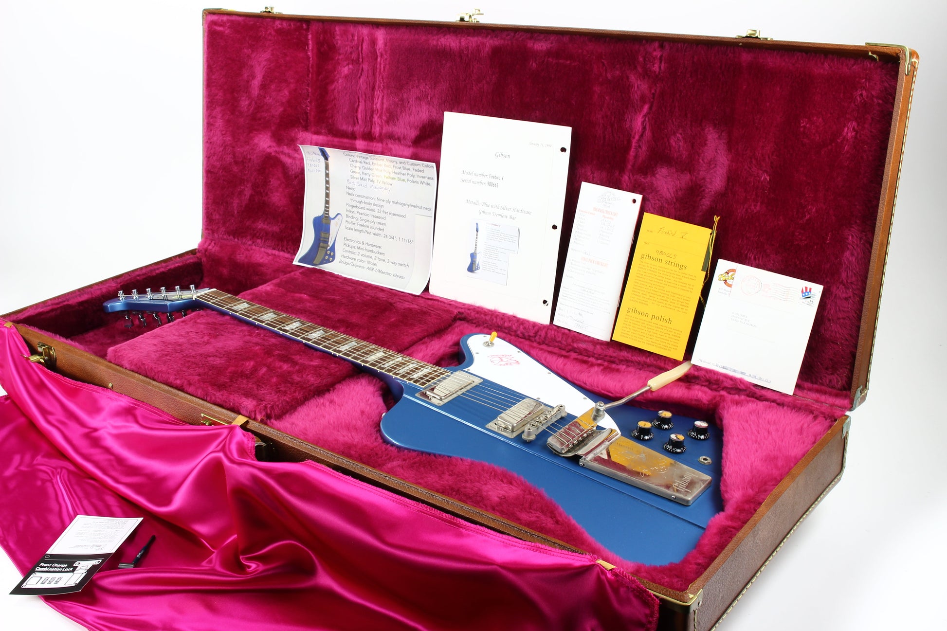 1999 Gibson Custom Shop Historic 65 Reissue Reverse Firebird V Pelham Blue