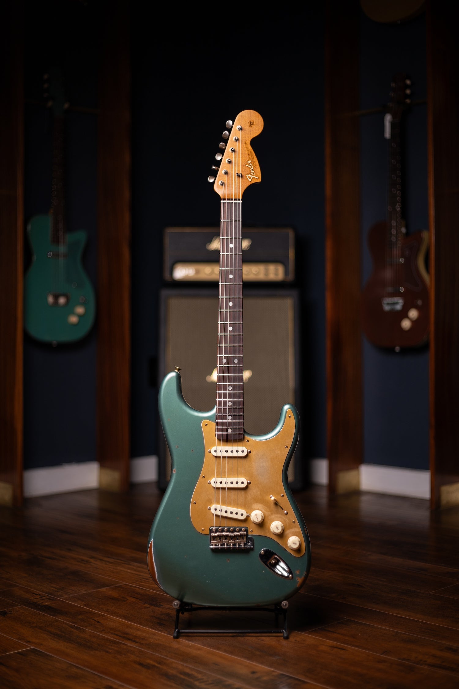 Used 2023 Fender Custom Shop Limited Edition Roasted "Big Head" Stratocaster® Relic® Electric Guitar - Faded Aged Sherwood Green Metallic