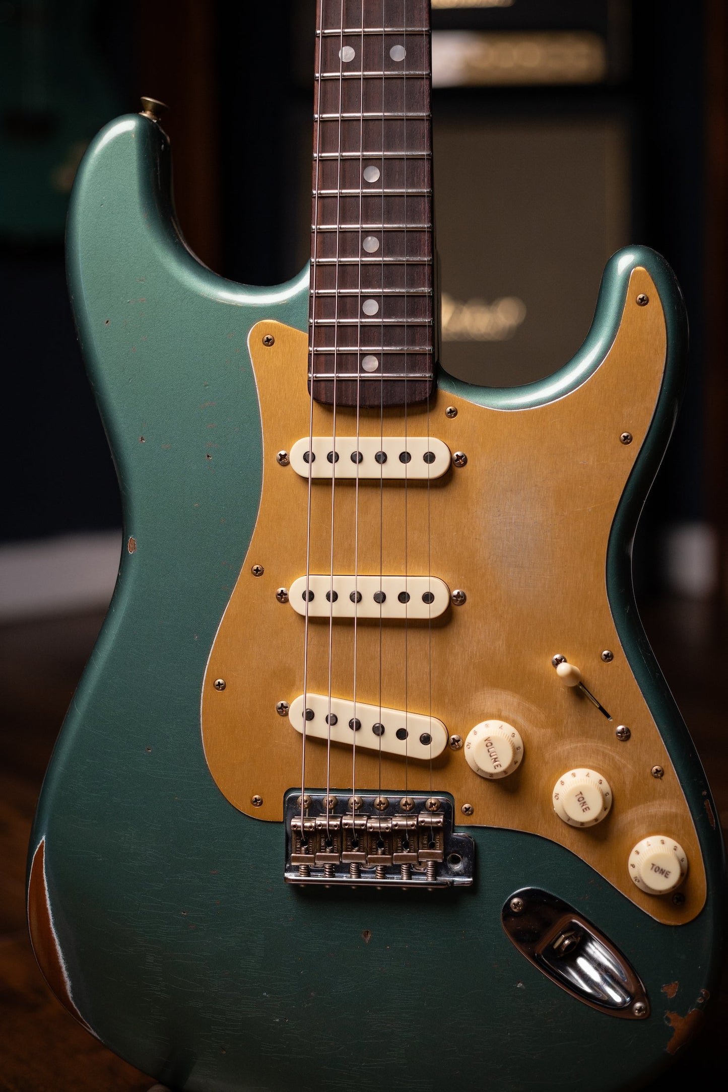 Used 2023 Fender Custom Shop Limited Edition Roasted "Big Head" Stratocaster® Relic® Electric Guitar - Faded Aged Sherwood Green Metallic