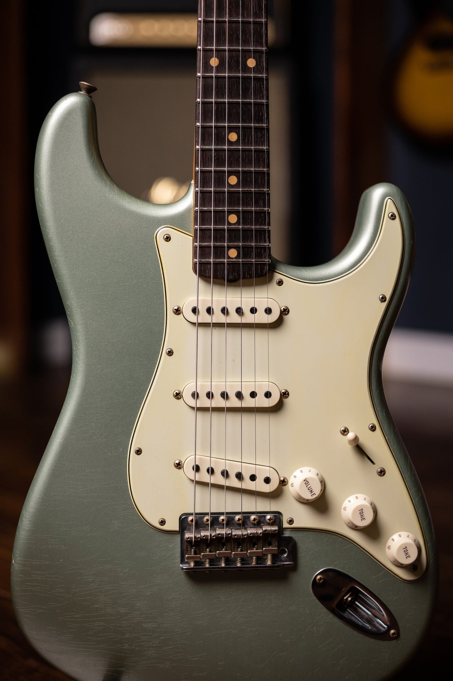 2022 Fender Custom Shop Limited Edition '59 Stratocaster Journeyman Relic Electric Guitar - Super Faded Aged Sage Green Metallic