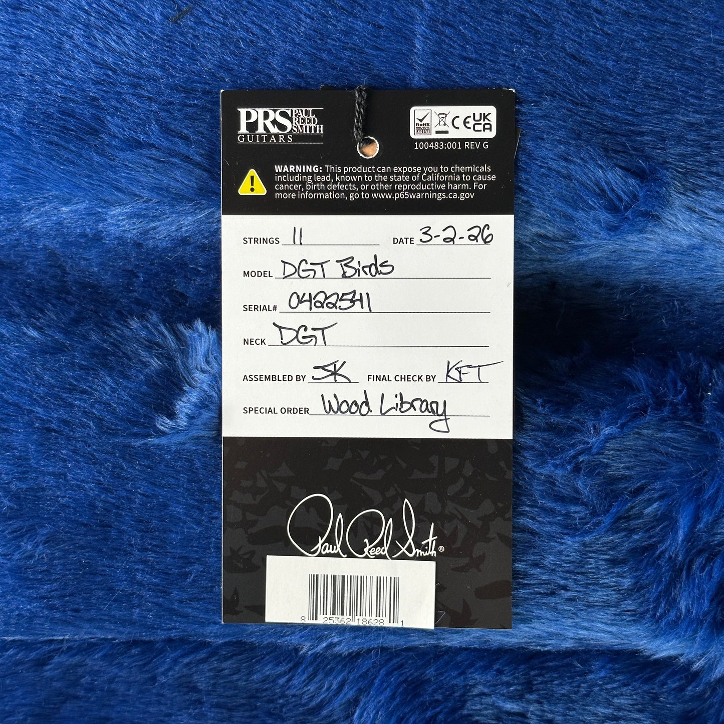 PRS Wood Library DGT 10 Top Faded Whale Blue Korina / Brazilian RW w/case 0422541