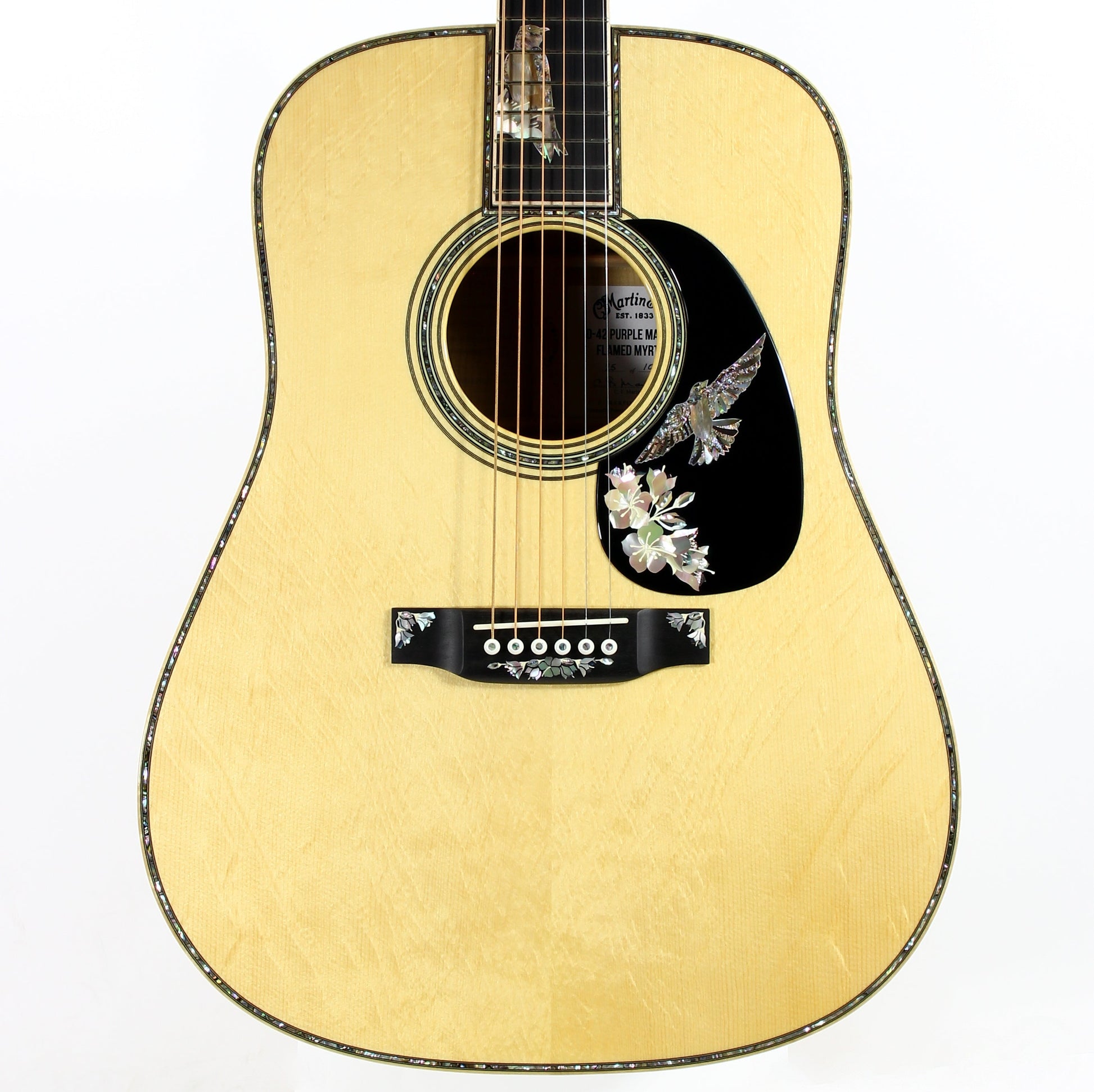MINT Martin D-42 Purple Martin Flamed Myrtle Limited Edition - Dreadnought, Purple Sunburst