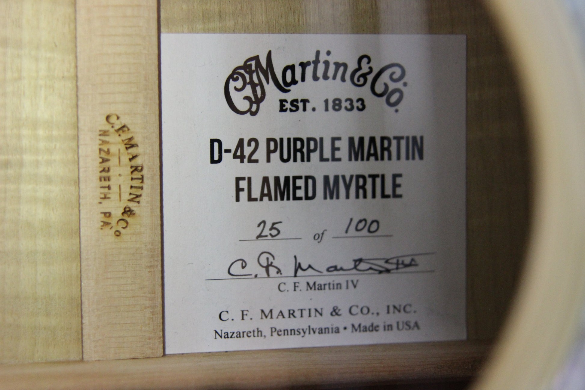 MINT Martin D-42 Purple Martin Flamed Myrtle Limited Edition - Dreadnought, Purple Sunburst
